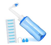 ERINGOGO Botella Para Enjuague Nasal 500 Ml Con Sistema De Descarga y Válvula Automática Limpiador De Lavado Nasal Con 40 Paquetes De Sal Boquilla Angular Para Limpieza Efectiva Cuidado De