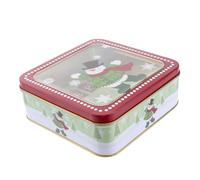 ERINGOGO Caja Cuadrada de Hojalata Ventana Transparente para Dulces y Decoración de Navidad, Portátil Acabado Fino, Adecuado para Repostería Navideña