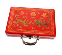 ERINGOGO Caja De Almacenamiento De Mahjong De Madera Retro Contenedor Rectangular Handheld para Fichas De Mahjong Diseño Vintage y Práctico para Movimiento