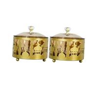 ERINGOGO Caja de Dulces Diseño Delicado 2 Piezas Reutilizable de Hierro y Pet Dorada para Decoración en Banquetes y Fiestas de Oriente Medio
