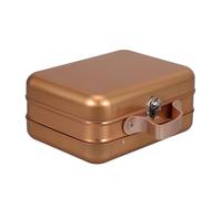 ERINGOGO Caja de Hojalata Metálica Pequeña con Asa y Tapa, Caja de Almacenamiento Dorada de 18,5 X 13,5 X 8,5 Cm, Contenedor Resistente para Recuerdos y Uso Doméstico Decorativo