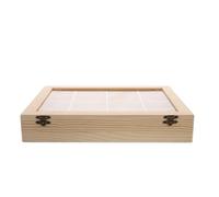 ERINGOGO Caja Organizadora de Madera con Compartimentos y Tapa Transparente Vitrina para Colección de Minerales y Rocas Estuche para Exhibición de Cristales y Almacenamiento de Muestras