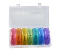 ERINGOGO Caja Organizadora de Medicina Redonda Compartimentos Pastillero Semanal Portátil de Viaje Estuche Biodegradable de Fibra Natural para Vitaminas y Tabletas Colores Arcoíris
