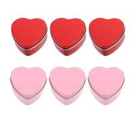 ERINGOGO Cajas de Hojalata en Forma de Corazón 6 Piezas Rojo y Rosa 60X59X27 MM con Tapa Recipientes para Velas y Dulces Caja de Obsequio Multifuncional para San Valentín y Bodas