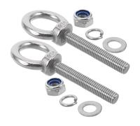 ERINGOGO Cáncamos Roscados de Acero Inoxidable M10X60 Pernos de Ojo con Arandela Plana y Elástica Tuerca de Nylon Antiaflojamiento 2 Unidades para Anclaje en Maquinaria y Montaje en