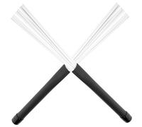 ERINGOGO Cepillo para Batería de Nylon Blanco, Par de Escobillas Duraderas con Mango de Plástico, Adecuado para Batería Jazz y Fácil de Guardar en Bolsa de Percusión