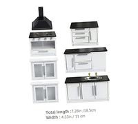 ERINGOGO Cocina Blanca con Armario Estufa de Gas y Decoración Realista Kit Artesanal Resistente y Práctico
