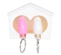 ERINGOGO Colgador de Llaves Forma de Casita de Pájaros de Pared | Plástico, Montaje Cinta Adhesiva, Diseño de Doble Hábitat, para Llaves de Puerta y Aros Color Aleatorio