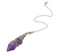 ERINGOGO Colgante Péndulo Hexagonal de Amatista Natural con Cadena de Cuentas Cobre Piedra de Cristal para Radiestesia Chakras Meditación y Yoga Joyería Espiritual Femenina Accesorio