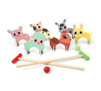 ERINGOGO Croquet De Animales Divertidos Juego De Croquet De Madera con Dibujos Animados Juego De para Interiores Kit De con Animales Juguete De Madera para Niño con Temática Animal