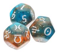 ERINGOGO Datos Creativos de Astrología de 12 Caras Acrílicos 20mm Set de 3 Dados Multifacéticos para Juegos de Mesa y Accesorio de Tarot de Suerte y Adivinación para Fiestas