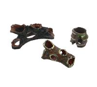 ERINGOGO Decoración para Acuario de 3 Piezas Tronco Hueco Artificial, Pequeña Cueva Escondite para Peces y Camarones, Decoración Resistente y Compatible Agua Dulce y Salada