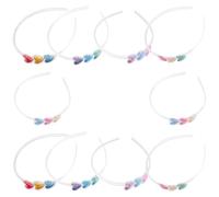 ERINGOGO Diadema de Corazón Transparente Lentejuelas 10 Piezas Colores Pastel Morado Azul Verde Rosa Amarillo para Fiesta y Accesorios Fotográficos de San Valentín