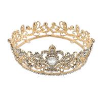 ERINGOGO Diadema de Novia Dorada Círculo Completo de Cristales Diadema Nupcial Gemas de Imitación para Bodas Fiestas y Accesorios Vintage para Cabello