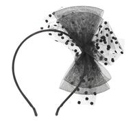 ERINGOGO Diadema Retro de Encaje con y Gran Lazo para Mujer Accesorio de Malla Negra Estilo Chic para Fiesta y Uso Diario