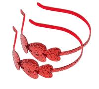 ERINGOGO Diademas Corazones de Lentejuelas Rojas 2 Piezas Tamaño Infantil para Niños y Niñas Fiesta Temática San Valentín Decoración Cabello