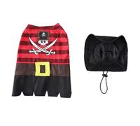 ERINGOGO Disfraz de Mascota Pirata para Perros y Gatos Ropa para Perros Pequeña Talla Conjunto Sombrero de Tela Adecuado para Halloween Carnaval y Fiestas Temáticas