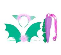 ERINGOGO Disfraz Infantil 3 Piezas Diadema de Dinosaurio y Alas de Pterodáctilo Tela Morada para Fiestas Carnavales y Sesiones de Fotos