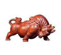 ERINGOGO Escultura Tallada de Madera de Sangre de Sándalo Figura Creativa de Toro para Decoración del Hogar y Escritorio Adorno Artesanal Realista Temática Animal