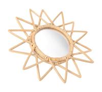 ERINGOGO Espejo de Pared Tejido de Ratán Hecho a Mano Espejo de Maquillaje Nórdico Redondo Decoración Artística para Baño Dormitorio y Recibidor Estilo Boho Natural Colgante Práctico