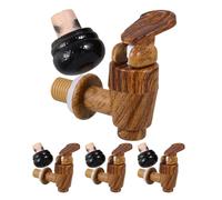 ERINGOGO Grifo de Barril de Repuesto Hermético para Vino y Cerveza Juego de 8 Piezas 4 Tapones Negros 4 Grifos Imitación Madera Accesorio para Dispensador de Bebidas en Hogar Bar y