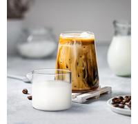 ERINGOGO Jarra de Leche de Vidrio 120 Ml sin Asa 2 Piezas Taza para Café y Leche Recipiente Compacto para Arte Latte Apto para Uso Doméstico y Preparación de Bebidas