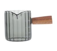 ERINGOGO Jarra Medidora de Espresso de Vidrio con Mango de Madera Pequeña Jarra para Leche y Crema Taza Medidora para Café y Repostería Resistente al Calor para Té y Cocina