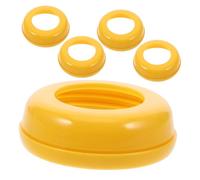 ERINGOGO Juego 5 Piezas Anillo Plástico Biberón Cuello Ancho, Accesorio Repuesto Rosca Sellado, Cierre Antipolvo Para Alimentación Bebés, Compatible Varios Biberones, Color Amarillo