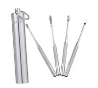 ERINGOGO Juego de 4 Palillos para Oídos Inoxidable Cuchara Limpiadora Portátil y Ergonómico para y Uso Diario Herramienta de Limpieza de Cerumen para Adultos