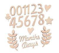 ERINGOGO Juego De Bloques De De Bebé Números De Nacimiento Accesorios De Madera Letrero Para Decoración De Mes De Nacimiento