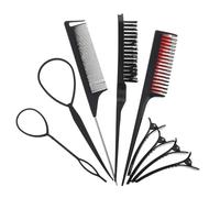 ERINGOGO Juego de Peines Profesionales para Cardar y Desenredar Cabello, 9 Piezas, Tamaño Compacto, Color Negro, para Hombres y Mujeres, Uso en Peluquería y Viajes, Púa de Metal