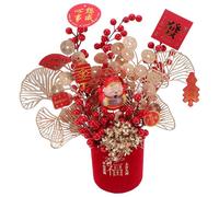 ERINGOGO Kit de Decoración Festiva de Año Chino DIY Cubo de Bonsái Mediano de Tela Aterciopelada Roja Adornos de Mesa para Festival de Primavera Decoración China para Hogar y Oficina