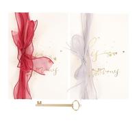 ERINGOGO Libros de Votos Matrimoniales para Boda 2 Piezas Lazo Papel Resistente Colores Perla Azul Oscuro y Vino Tinto Tarjetas de Juramento Elegantes para Ceremonia y Obsequio