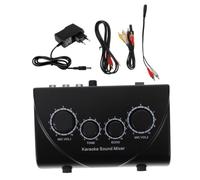 ERINGOGO Mezclador Audio Profesional Ktv Doble Canal Con Entrada Doble Micrófono Para Karaoke y Fiesta Compacto y Portátil Con Control De Volumen Separado Enchufe Eu Negro
