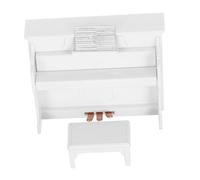 ERINGOGO Mini Piano Vertical Blanco con Banqueta y Partitura de Muebles para Casita de Muñecas Decoración Ligera y Detallada para Casas de Muñecas