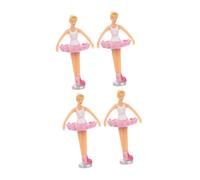 ERINGOGO Muñecas Princesas Bailarinas para Caja De Música 4 Piezas, Figura Decorativa De Resina, Color Rosa y Blanco, Giratoria Automática, Accesorio Vintage para Decoración Infantil y Obsequio