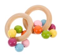ERINGOGO Pack de 2 Sonajeros de Mano para Bebés, Juguetes Sensoriales de Madera, Forma Redonda, Desarrollan Habilidades Auditivas y Motrices Finas, Ideales para Recién Nacidos