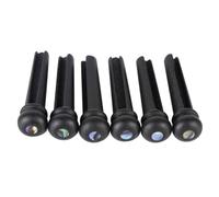 ERINGOGO Pasador de Puente para Guitarra Folk de 40-42 Pulgadas, 6 Piezas de Ébano Negro con Incrustación de Puntos, Repuesto para Puente Acústico, Accesorio de Guitarra para Transferencia