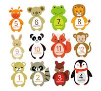ERINGOGO Pegatinas Mensuales para Bebés 1-12 Meses 12 Piezas Autoadhesivas Diseños de Animales Papel Resistente y Reutilizable Accesorio Fotográfico Adecuado para Recién Nacidos y