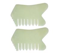 ERINGOGO Peines de Masaje de Jade Natural 2 Piezas Placa Raspadora para Estimular el Cuero Cabelludo y Equilibrar el Aceite, Material Sintético Ligero para Cuidado Capilar