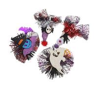 ERINGOGO Pinzas Pelo de Mascotas Halloween 4 Piezas Accesorios de Telaraña Espeluznantes para Perros y Gatos Decoración para Fiestas del Día de Muertos Adorno Ligero y Cómodo para