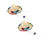 ERINGOGO Sombrero para Mascota De Paja Tejido ala Ajustable, 2 Piezas Mini para Perros, Accesorio De Cosplay para Cumpleaños y Fiestas, Unisex para Perros Pequeños