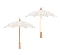 ERINGOGO Sombrillas Vintage de algodón Beige con Bordado de Encaje 2 Unidades para Bodas y sesiones fotográficas de Novias