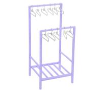 ERINGOGO Tendedero para Muñecas con Mini Perchas Accesorio de Armario para Casa de Muñecas Organizador de Ropa Pequeño para Lavandería y Balcón Color Púrpura