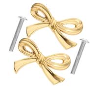 ERINGOGO Tirador de mueble de latón dorado en forma de lazo, 2 piezas, para gabinete y tocador, práctico y fácil de usar, para muebles
