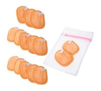 ERINGOGO Toallitas Faciales Reutilizables de Doble Capa Naranja 16 Piezas con Bolsa de Lavandería, Paños Desmaquillantes Lavables y Suaves para Piel Sensible, Ideales para Cuidado Diario