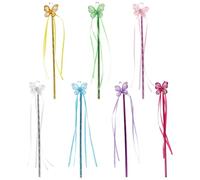 ERINGOGO Varitas de Hada con Diseño de Alas para Niñas 7 Piezas de Colores Surtidos Varitas de Princesa con Purpurina y Cinta Accesorio para Juegos de rol Disfraces y Fiestas