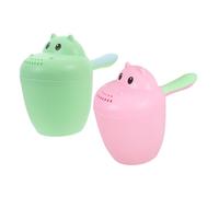 ERINGOGO Vaso De Enjuague Para Ñiño y Cuchara De Baño, Set 2 Unidades, Diseño Hipopótamo Verde y Rojo, Plástico Seguro, Para Lavado De Cabello Infantil, Baño y Cuidado Del Ñiño