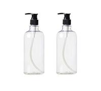 erioctry 2 unids 500ml 17oz recargable botella de plástico vacía botellas frascos envases con dispensador de bomba de loción blanca (transparente)