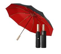 erised's bifrost Paraguas de golf plegable para viajes de negocios, apertura y cierre automático, mango dorado de lujo, manga con cremallera, lluvia/sol, portátil, compacto, protección UV, UPF50+, 10